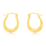 9ct Yellow Gold Crystalique Mini Creole Diamond Cut Earrings