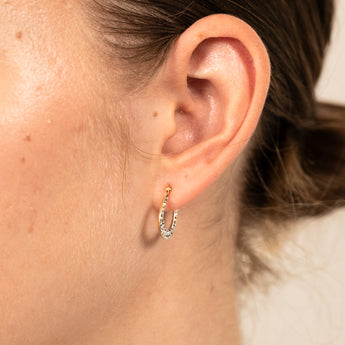 9ct Yellow Gold Crystalique Mini Creole Diamond Cut Earrings
