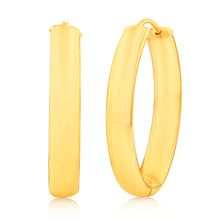 Load image into Gallery viewer, 9ct Yellow Gold Diamond Cut Fancy Oval Hoop Earrings