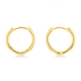 9ct Yellow Gold Dark Pink Enamel On Sleeper Hoop Earrings
