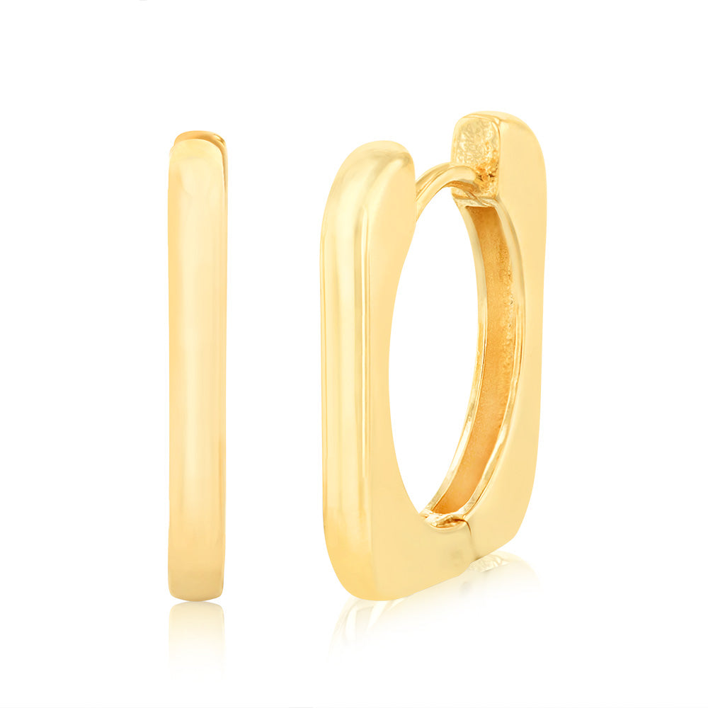 9ct Yellow Gold Square Huggie Hoop Earrings