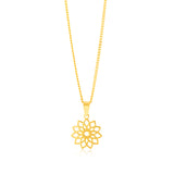 9ct Yellow Gold Tribal Flower Cut Out Pendant