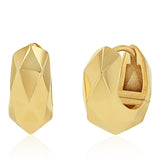 9ct Yellow Gold Geometric Pattern Huggies Hoop Earrings