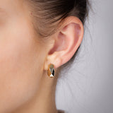 9ct Yellow Gold Geometric Pattern Huggies Hoop Earrings