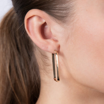 9ct Yellow Gold Polished Rectangular Hoop Earrings