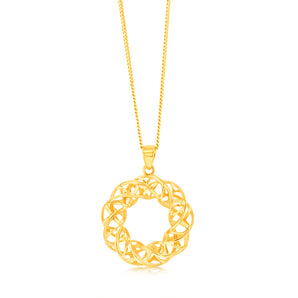 9ct Yellow Gold Mesh Circle Of Life Pendant