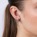 9ct White Gold Broad Geometric Huggie 11.8mm Hoop Earrings