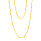 9ct Yellow Solid Gold Compact Square Curb 55cm Chain
