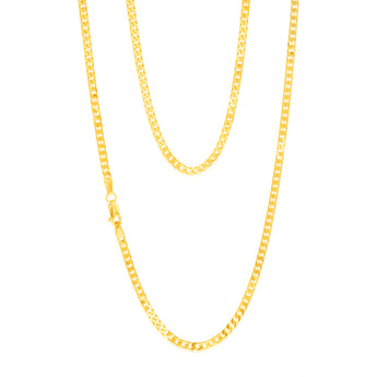 9ct Yellow Solid Gold Compact Square Curb 55cm Chain