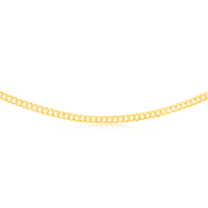9ct Yellow Solid Gold Extra Flat Concave Curb 55cm Chain