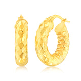 9ct Yellow Gold Fancy 10mm Hoop Earrings