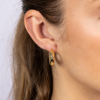 9ct Yellow Gold Fancy 10mm Hoop Earrings