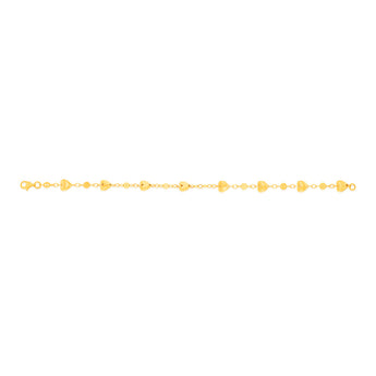 9ct Yellow Gold Heart Charm 19.7cm Bracelet