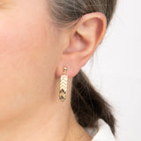 9ct Yellow Gold Herringbone Pattern Drop Earrings