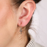 9ct Yellow And White Two Tone Gold Cross On Sleeper Earrings