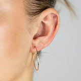 9ct Yellow Gold Double Side Diamond Cut 27mm Sleeper Earrings