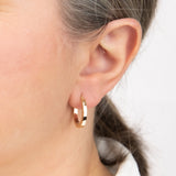 9ct Yellow Gold Double Side Diamond Cut 15mm Hoop Earrings