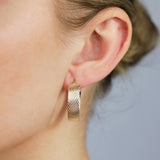 9ct Yellow Gold Oval Textured Broad hoop Earrings