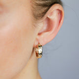 9ct Yellow Gold Stripe Pattern Hoop Earrings