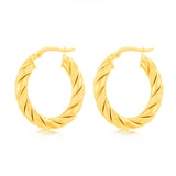 9ct Yellow Gold Twisted Oval Hoop Earrings