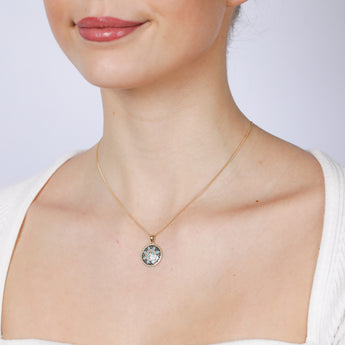 9ct Yellow Gold Colorful Enamel Hand of Fatima Pendant