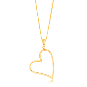 9ct Yellow Gold Tilted Open Heart Pendant