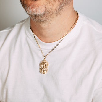 18ct Yellow Gold Diamond Cut Jesus Head Pendant