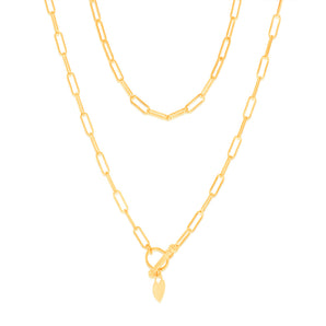 9ct Yellow Gold Paperclip Toggle Bar 43cm Chain