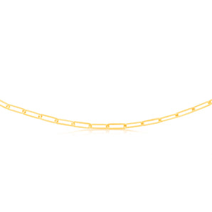 9ct Yellow Gold Paperclip 45cm Chain