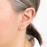 9ct White Gold 6 X 6mm Ribbed Detail Pyramid Stud Earrings