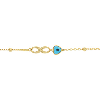 9ct Yellow Gold Infinity Evil Eye 19cm Bracelet