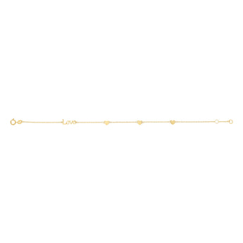 9ct Yellow Gold Love Heart 19cm Bracelet