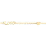9ct Yellow Gold Love Heart 19cm Bracelet