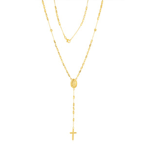 9ct Yellow Gold Cross And Medallion Fancy 50cm Rosary