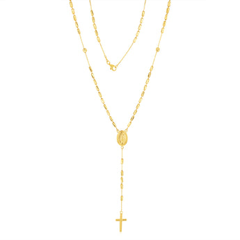 9ct Yellow Gold Cross And Medallion Fancy 50cm Rosary