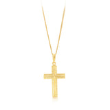 9ct Yellow Gold Patterned Cross Pendant