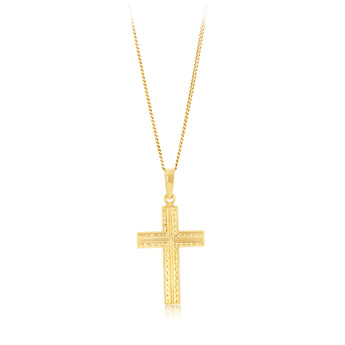 9ct Yellow Gold Patterned Cross Pendant