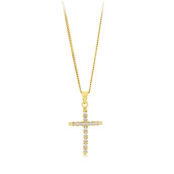 9ct Yellow Gold Diamond Cut Fancy Cross Pendant