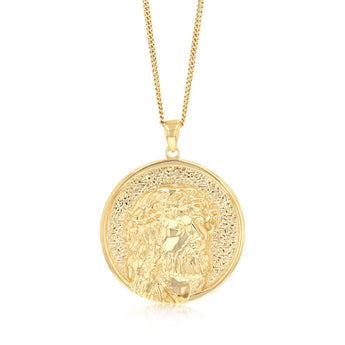 9ct Yellow Gold Jesus Head Medallion Pendant