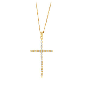 9ct Yellow Gold Fancy Diamond Cut Cross Pendant