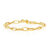 9ct Yellow Gold Fancy Paperclip 19cm Bracelet