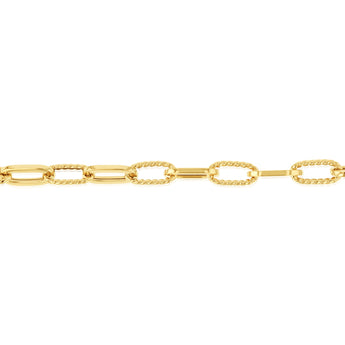 9ct Yellow Gold Fancy Paperclip 19cm Bracelet