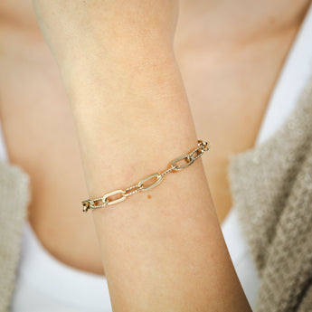 9ct Yellow Gold Fancy Paperclip 19cm Bracelet