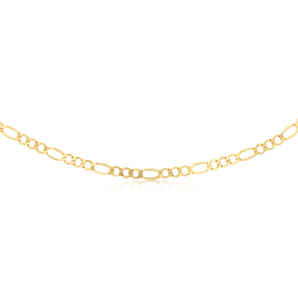 9ct Yellow Gold Diamond Cut 150 Gauge 1:3 Figaro 50cm Chain