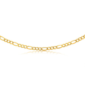 9ct Yellow Gold Diamond Cut 170 Gauge 1:3 Figaro 55cm Chain
