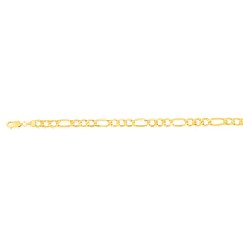 9ct Yellow Gold 170 Gauge Diamond Cut 1:3 Figaro 23cm Bracelet