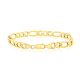 9ct Yellow Gold 170 Gauge Diamond Cut 1:3 Figaro 23cm Bracelet