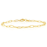 9ct Yellow Gold Textured Paperclip 19cm Bracelet