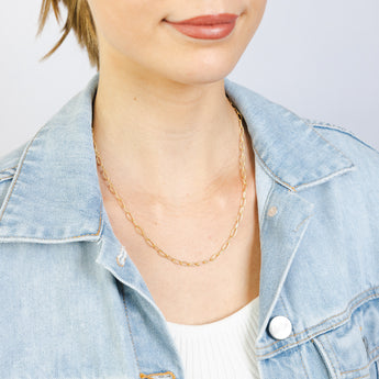 9ct Yellow Gold Textured Paperclip 50cm Chain