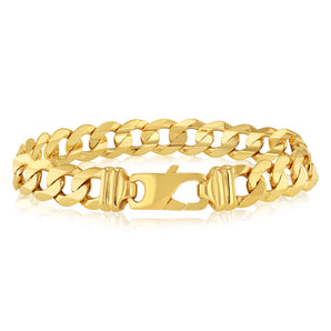 9ct Yellow Gold Diamond Cut Concave Curb 270 Gauge 23cm Bracelet